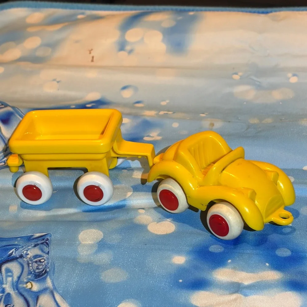 Viking Toys Roadster Jeep Trailer Lot Primary Blue Yellow Plastic 7pc DIRTY